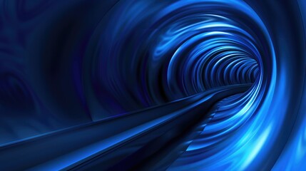 Poster - Dark blue futuristic tunnel. Abstract background or screensaver. AI generative.