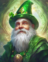 St. Patrick's Day. Irish Gnome. Leprechaun In A Green Hat. Irish Character. Holiday Card