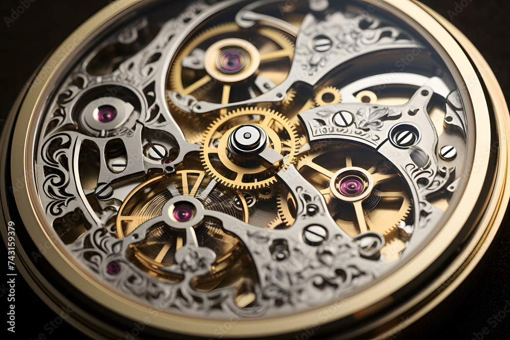 clockwork, mechanism of a clock, working clock mechanism, technology, mechanism of a clock with gears and saphires