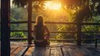 Woman siting in nature and sun gazing