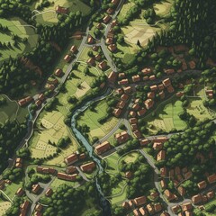 Poster - a map of a town