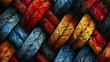 Colorful Woven Textures Create an Abstract Red, Blue, Orange and Black Background Pattern