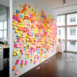 Post it adhesive note wall Organizing colours 