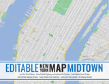 Fototapeta  - Editable New York Midtown Map