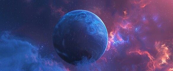 Wall Mural - a blue ball of space and stars in the background Generative AI