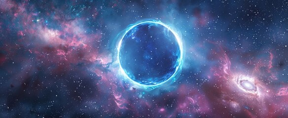  blue ring inside a galaxy Generative AI