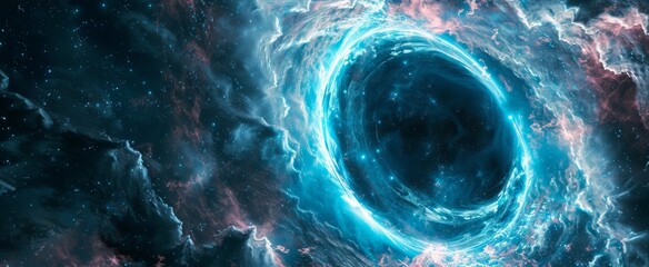 Wall Mural -  blue ring inside a galaxy Generative AI