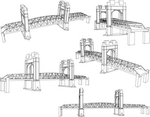 Wall Mural - Vector sketch illustration of steel bridge construction design