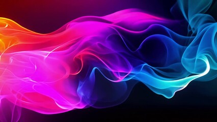 Wall Mural - colorful neon colored smoke on dark black background