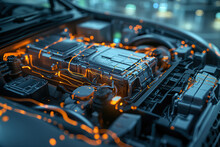 Futuristic Car Engine With Glowing Circuits Generative AI Image