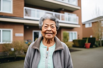 Wall Mural - Portrait of a smiling elderly woman outdoors