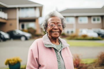 Wall Mural - Portrait of a smiling elderly woman outdoors