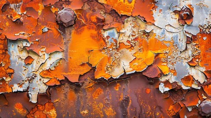 Aufkleber - Rusty metal background Rust texture Orange red brown abstract background Bright rough textured background Wide banner Panoramic Copy space : Generative AI