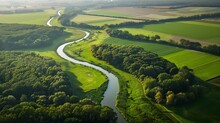 Aerial Top View Of Winding River Aa In Forest Starkriet SomerenEind NoordBrabant Netherlands : Generative AI