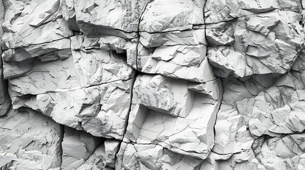 Poster - White rock texture Gray stone background Grunge background with space for design Rough rocky surface with cracks : Generative AI