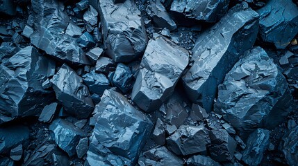 Poster - Dark blue grunge background Deep blue stone background Toned mountain texture closeup Banner with copy space for your design Volumetric rock background : Generative AI
