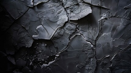 Aufkleber - Black and white background Black stone texture Old concrete wall with cracks Web banner Dark grunge background with copy space for design Horror spooky halloween : Generative AI