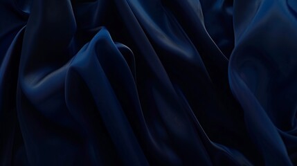 Poster - Navy blue elegant abstract background for design Silk satin fabric with nice folds Beautiful dark blue background with wavy lines Copy space : Generative AI