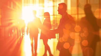 Aufkleber - Businesspeople handshaking after negotiation or interview at office : Generative AI