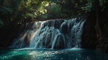 Klongchao Waterfall In Koh Kood Island Thailand : Generative AI