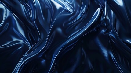 Poster - Navy blue silk satin Wavy soft folds Shiny fabric surface Luxury background with copy space for design Web banner Birthday Christmas Valentine holiday concept : Generative AI