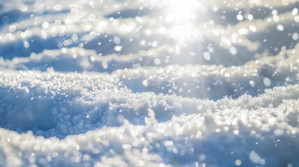 Aufkleber - Winter snow background with snowdrifts beautiful light and falling flakes of snow on blue sky drifting snow copy space : Generative AI