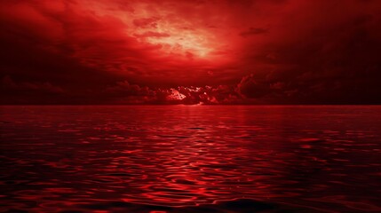 Poster - Abstract dark red background Dramatic fiery bloody sky Fantastic golden sunset background with copy space for design Halloween evil armageddon apocalypse concept Web banner : Generative AI