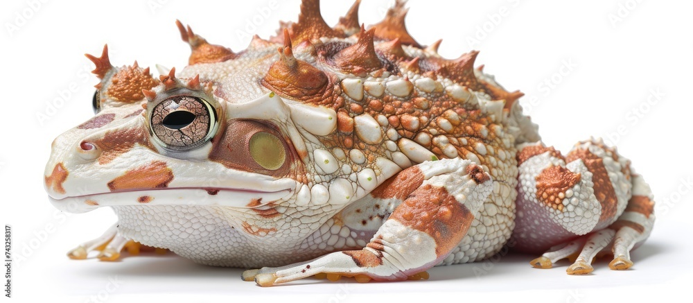 Photo Stock A detailed view of a Chachoan Horned Frog against a plain ...