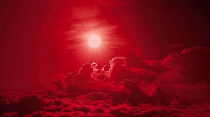 Poster - Abstract dark red background Dramatic red sky Red sunset with clouds Fantastic sunset background with copy space for design Halloween armageddon apocalypse end of the world concept : Generative AI