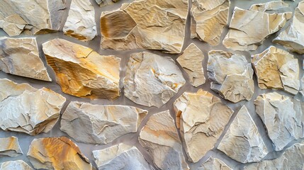 Aufkleber - Light brown rock texture Mountain rough surface Closeup Stone wall background with copy space for design Wide banner Panoramic : Generative AI