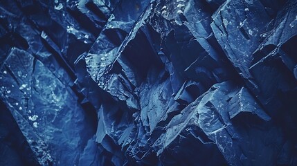 Aufkleber - Dark blue grunge background Deep blue stone background Toned mountain texture closeup Banner with copy space for your design Volumetric rock background : Generative AI