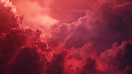 Poster - Fiery red sky Thunderclouds Dramatic sky with heavy clouds Fantastic magical fantasy scene Bright toned background for design : Generative AI