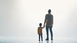 © Generative AI - Little boy with his father on white background back view : Generative AI