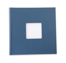 Canvas Print - Blue closed photo album isolated on white, top view