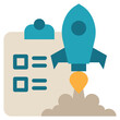 clipboard check list startup business rocket launch flat style