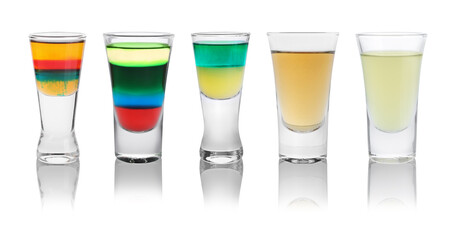 Poster - Different shooters in shot glasses isolated on white, set