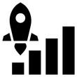 graph growth rocket launch business startup solid glyph