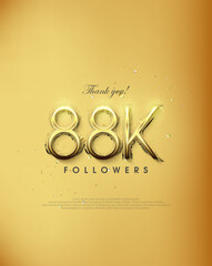 Poster - Golden design thank you 88k followers. simple and elegant premium vector background.