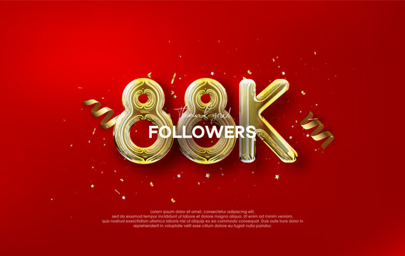 Thank you for the 88k followers with metallic gold balloons illustration.