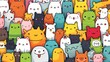 Illustration design of cats, kittens with several shapes and colors.