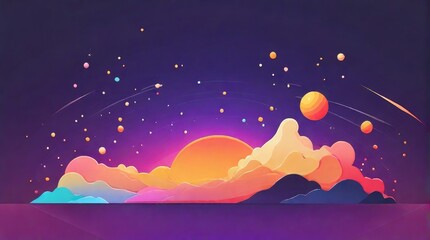 Wall Mural - landscape with moon