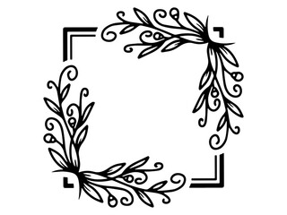 Wall Mural - Flowers Frame Line Art Illustration