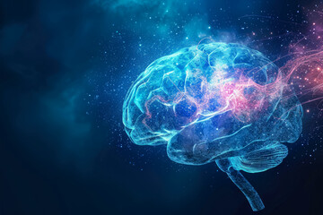Poster - a brain a nerve shape and a health overlay on the thought