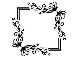 Wall Mural - Frame Flower Sketch Line Art