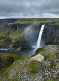 Fototapeta Tęcza - Scenic Haifoss waterfall and valley in the highlands of Iceland