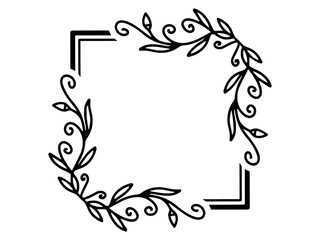 Wall Mural - Frame Flower Sketch Line Art