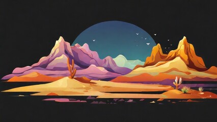 landscape with mountains and moon