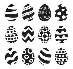 Wall Mural - Easter eggs icons set doodle style. Set of easter eggs hand drawn isolated on white background.