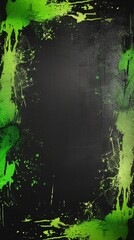 Wall Mural - Black background with green grunge borders