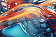 Multi-colored liquid particles dynamic flow. Fashionable liquid cap design, generated by AI. 3D illustration